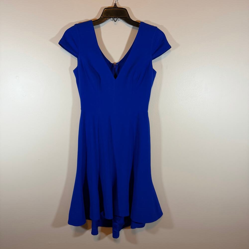 Dress the Population Bettie Short Sleeve Plunging Fit & Flare Dress Womens XXS